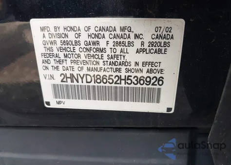 2002 Acura Mdx from USA, damaged, VIN 2HNYD18652H536926